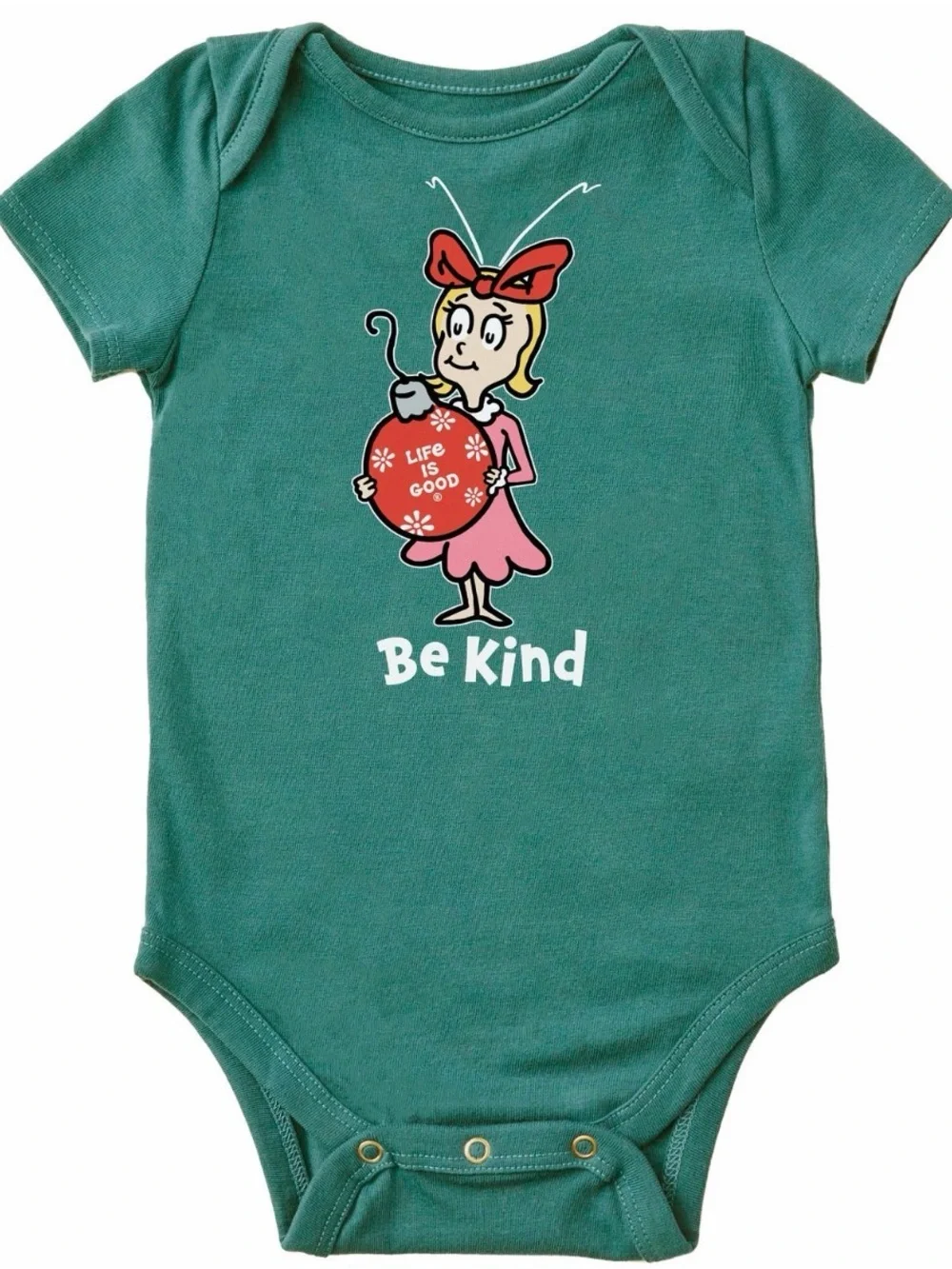 Life Is Good Baby Cindy-Lou Christmas Short-Sleeve Crusher Bodysuit BRAND NWT
